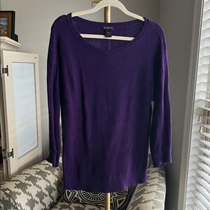Ann Taylor Deep Purple Scoop Neck Sweater